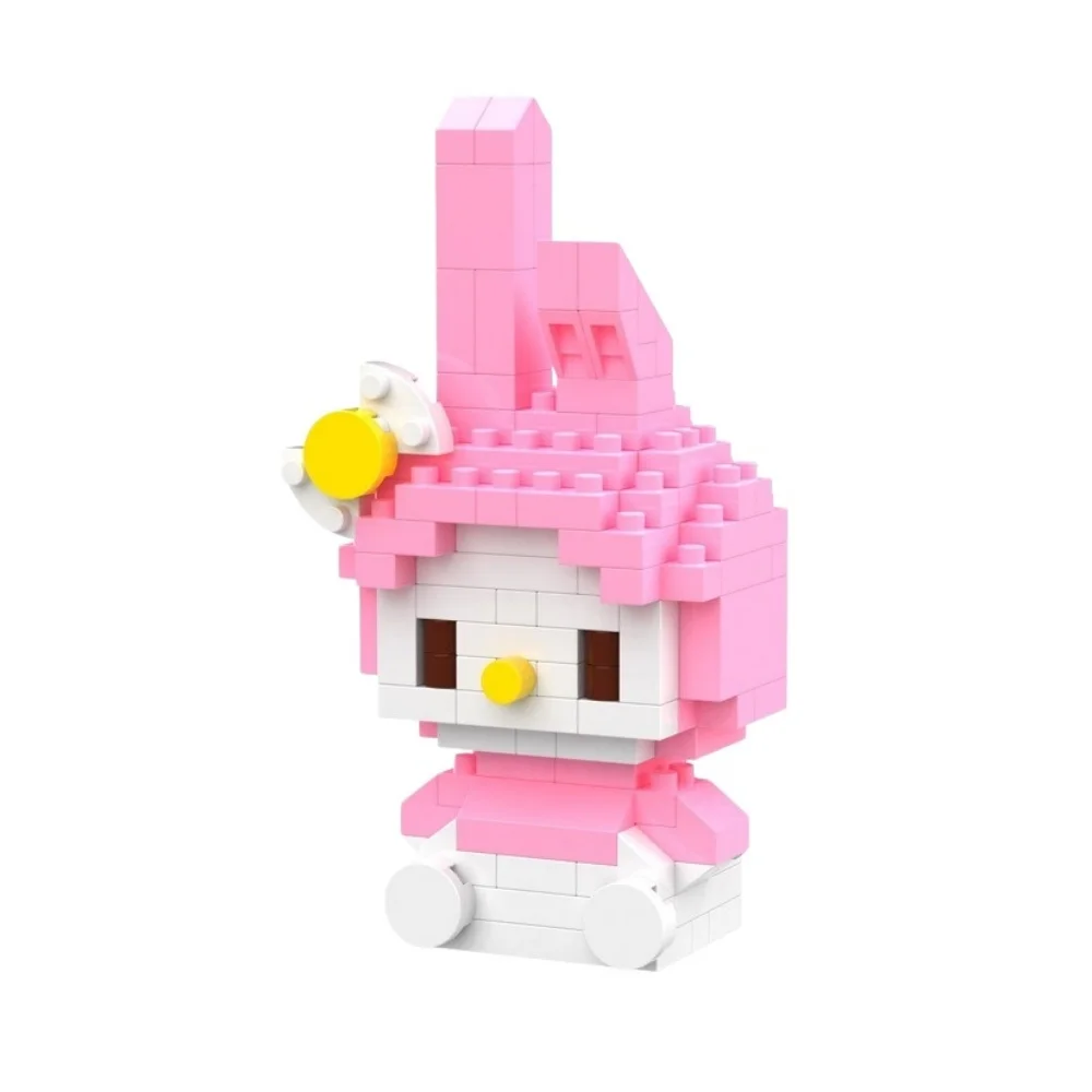 Sanrio Hello Kitty Kuromi My Melody Cinnamoroll Bausteine Cartoon-Figuren Ziegel Kinder-Bauspielzeug Modell Geschenk