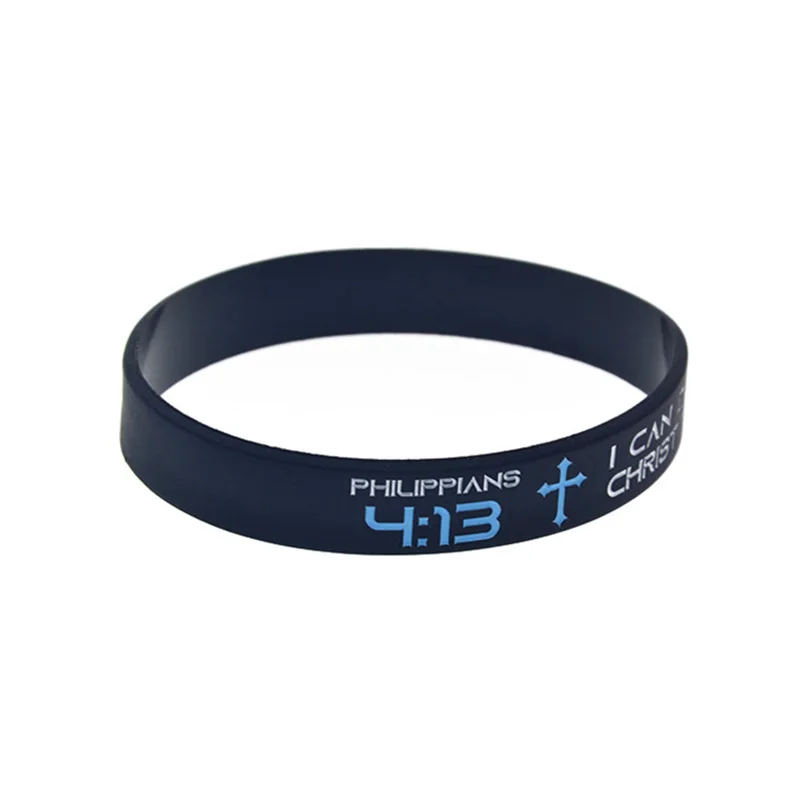 

50 Pcs Philippians 4:13 Silicone Wristband I Can Do All Things Through Christ Who Gives Me Strength