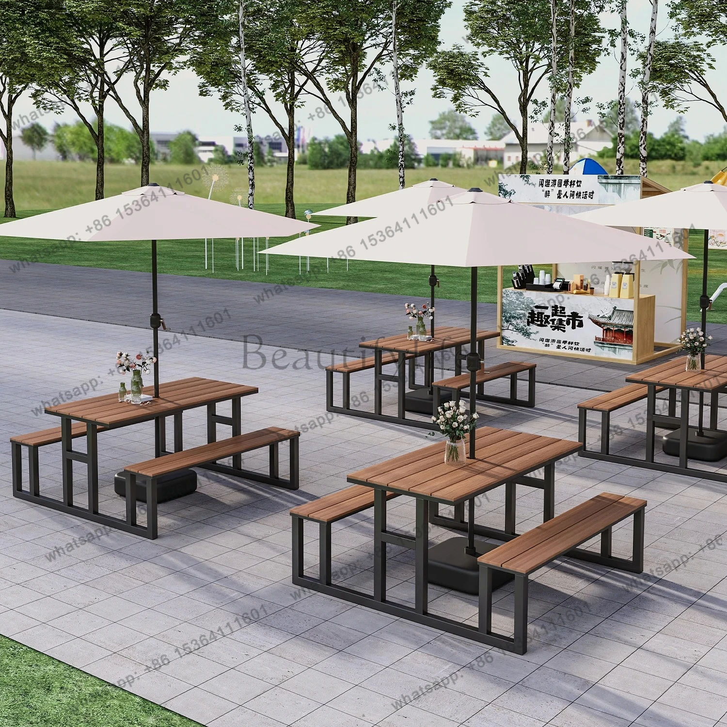 Outdoor Courtyard Leisure Table and Chair Set Sunproof Outdoor Open Balcony Dining Table and Chairs