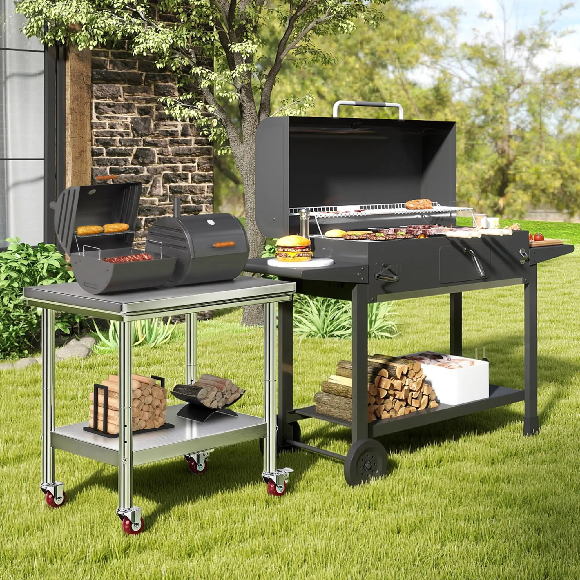 36 x 24-Inch Stainless Steel Prep Table with Casters