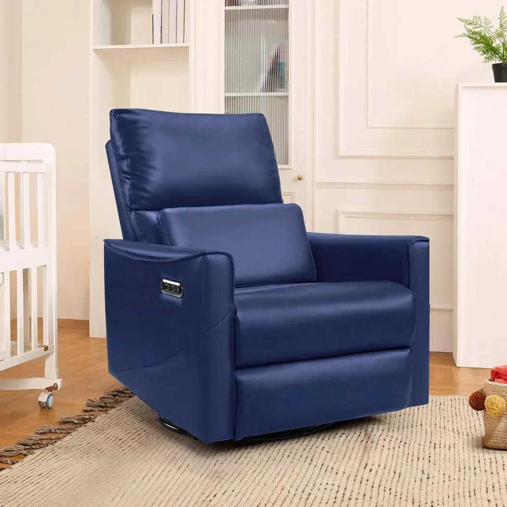 Power Swivel Rocker Recliner Chair, Glider Nursery Recliner Chair with Lumbar Support