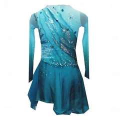 Figure Skating Dress Women Spandex High Elasticity Professional Competition Skating Wear Thermal Warm Classic Crystal LongSleeve