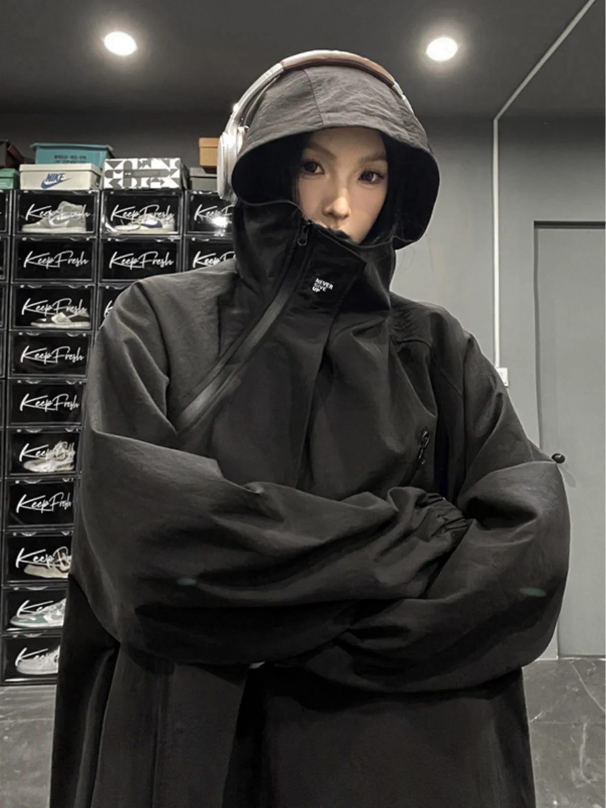 

Bla Knight Tactical Jaet, мужская осенняя винтажная уличная ветровка с высоким воротником, альпинистский костюм из полиэстера, длинная свевая молния C...