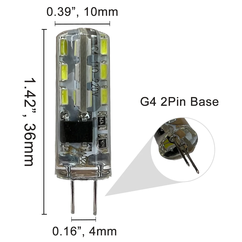 2W Mini G4 LED silikonowa lampa 3014SMD 12V 220V żarówka LED 3000-6000K fajna/neutralna/ciepła biała lampa LED do żyrandola domowego