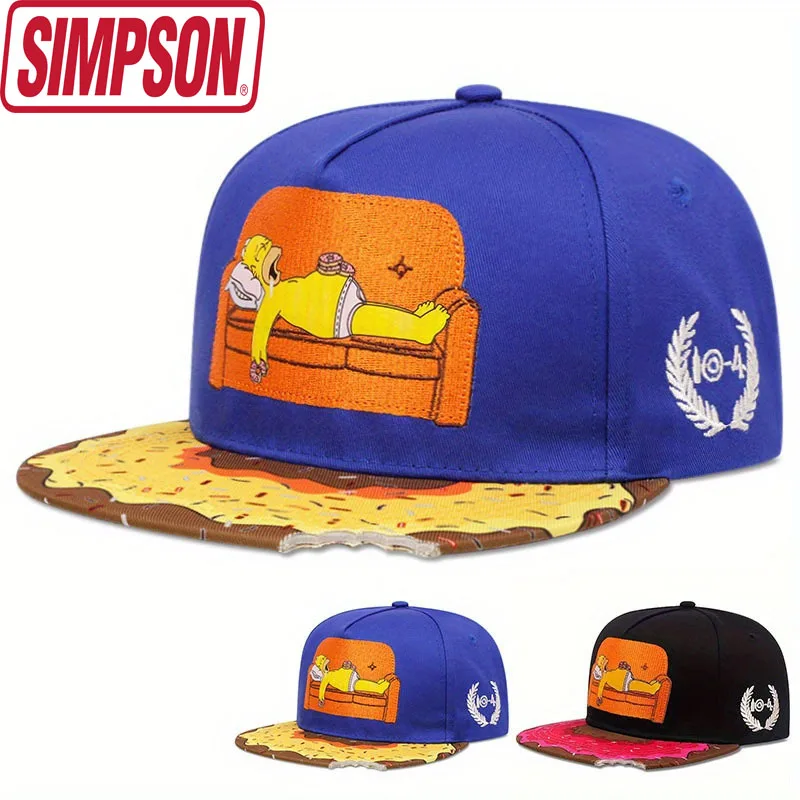 Classic TV Simpson Baseball Cap Street Embroidery Pattern Hip Hop Flat Brim Hat Cute Cartoon Adjustable Cap Kids Birthday Gifts