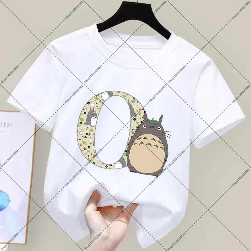 Totoro Cute T-shirts Unisex Summer Clothes Cartoon Anime Pattern A-Z Printed Short Sleeve Comfortable and Breathable Tee Gifts view 3