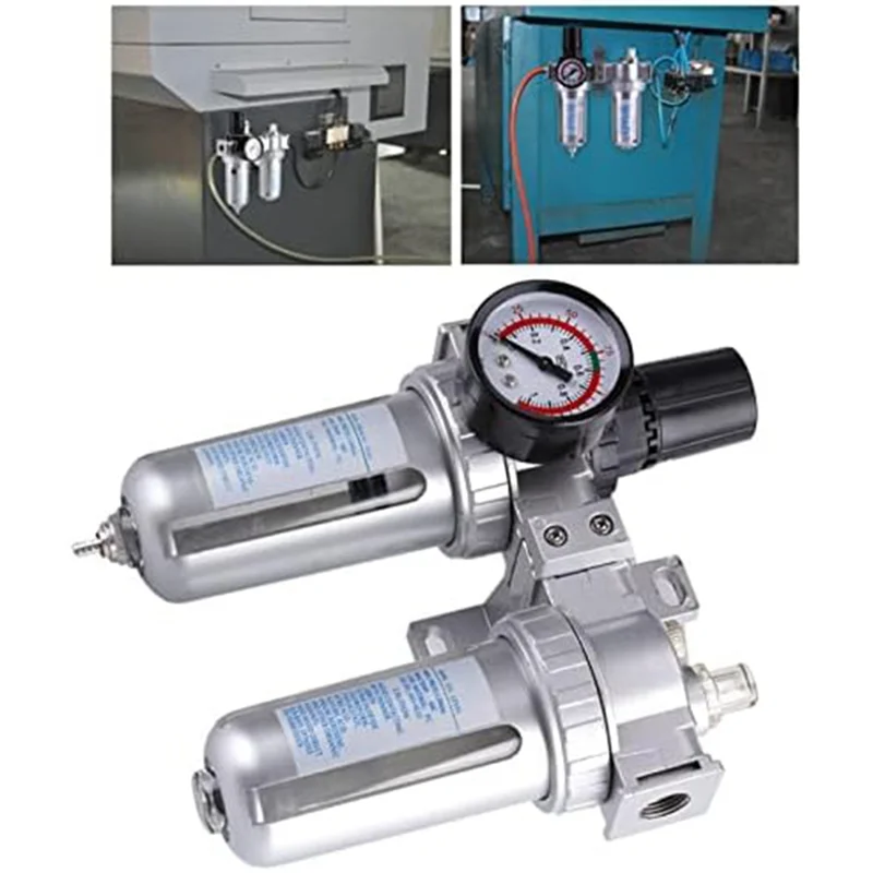 

Регулятор давления воздуха, регулятор фильтра воздушного компрессора SFC300 3/8, сепаратор для очистки влагоуловителя, как показано на рисунке, алюминий, 1 шт.-AB36