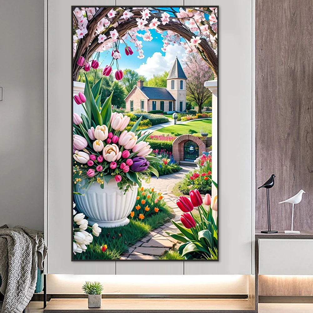 Delicate Garden Diamond Painting Kit DIY 5D Crystal Diamond Partial Diamond Painting Mosaic Making Craft Decoration 45x75cm