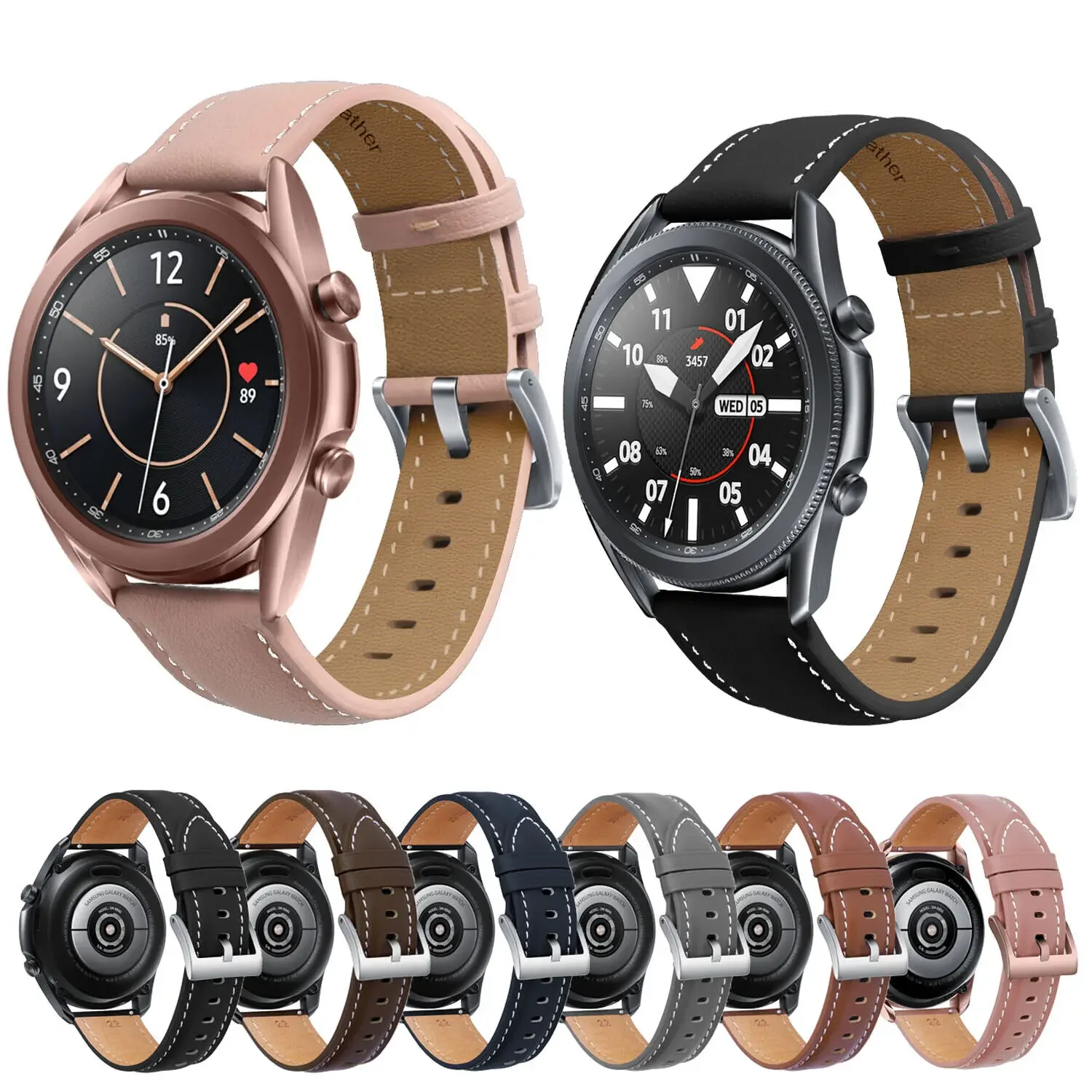 

Genuine Leather Strap for Samsung Galaxy Watch 7 6 5 4 3 40mm 44mm 41/45mm Watch 5 Pro Galaxy 4 6 Classic 42 43 46mm 47mm Band