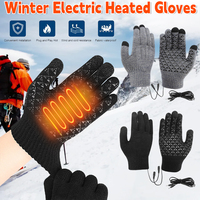 USB Electric Heated Knitted Gloves Full Finger Touch Screen Non-Slip Thicken Thermal Mitts Winter Cycling Outdoor Sports Gloves