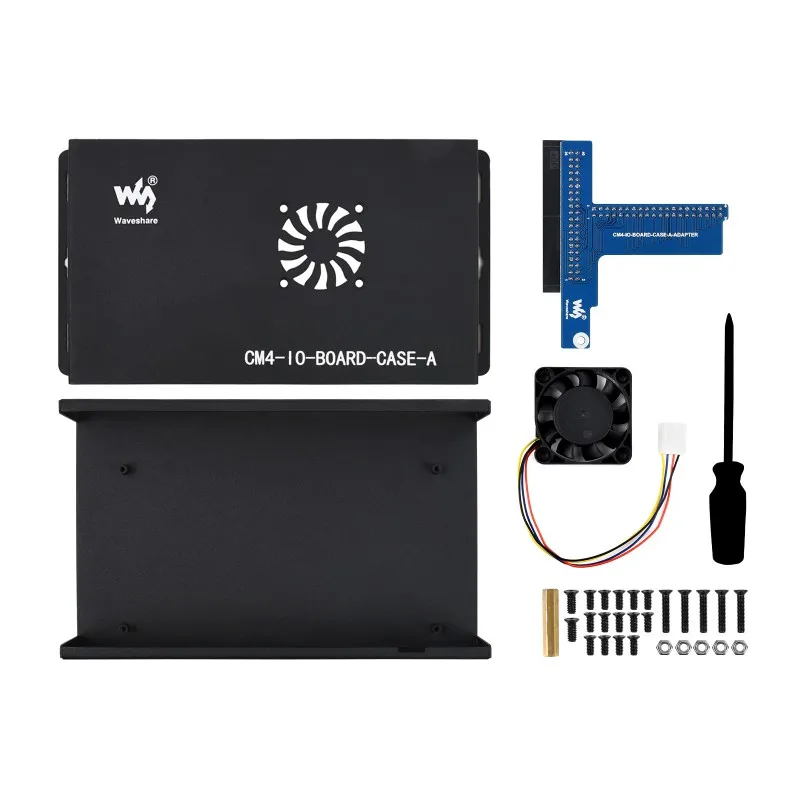 Waveshare CM4-IO-BOARD-CASE-A,Metal Box (A) for Raspberry Pi Compute Module 4 IO Board, with Cooling Fan