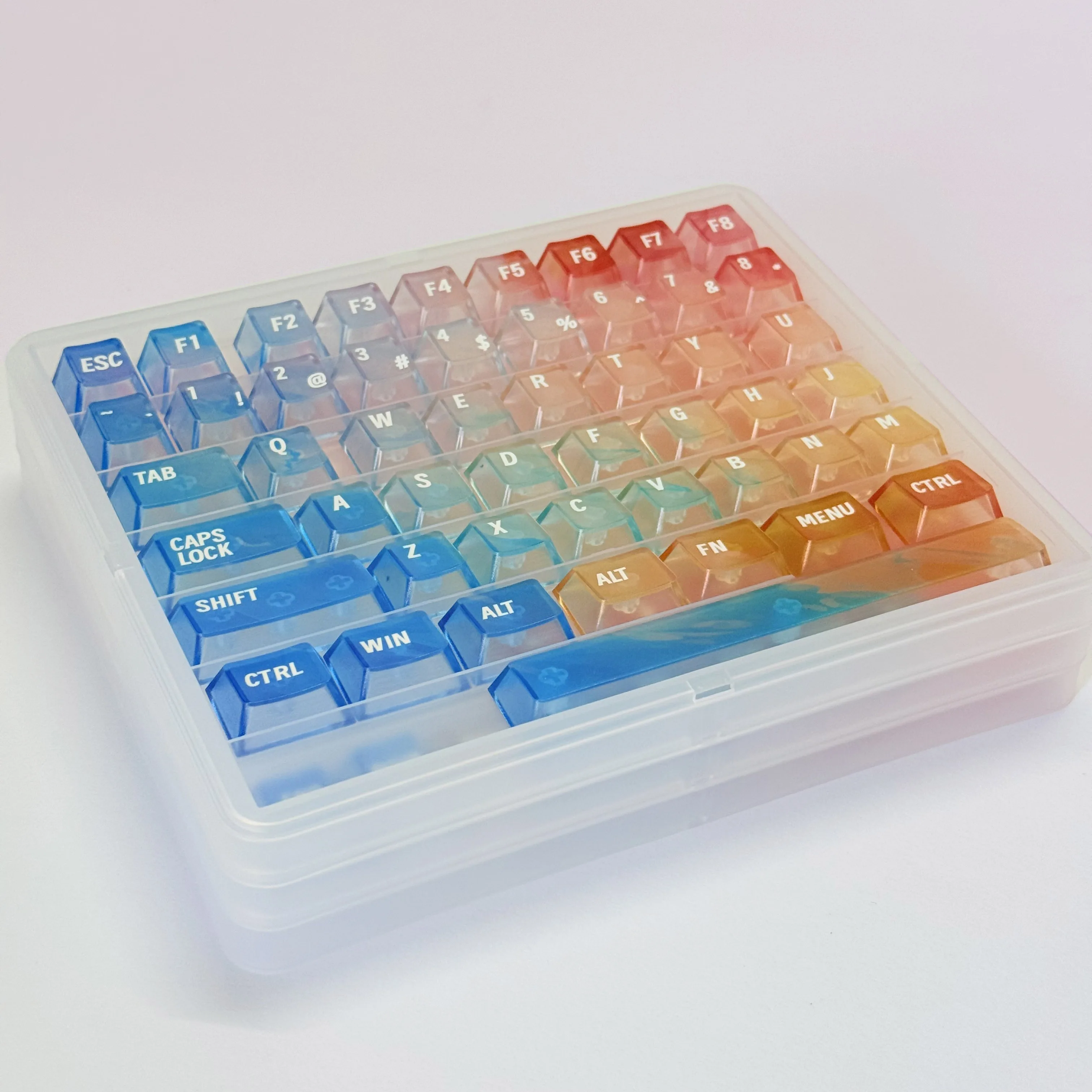 Mattierte transparente Regenbogen-Tastenkappe, PC-Kirschprofil, individuelle DIY-Tastenkappe, 119 Tasten für 60 % 65 % 75 % TKL, 96 % 100 % mechanische Tastatur