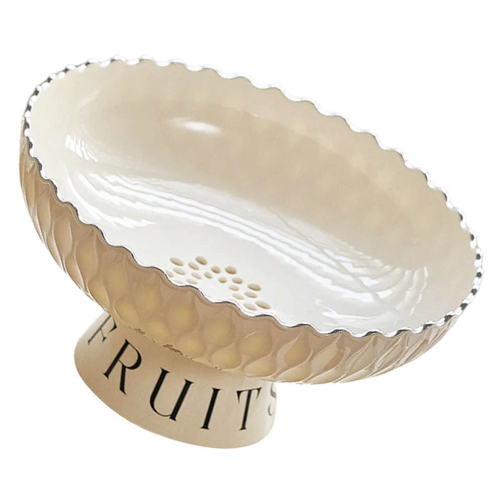 

Поднос с фруктами в кремовом стиле, винтажная сервировочная тарелка для закусок, сливные отверстия, кухонный домашний декор, миска для хранения конфет, сухих фруктов