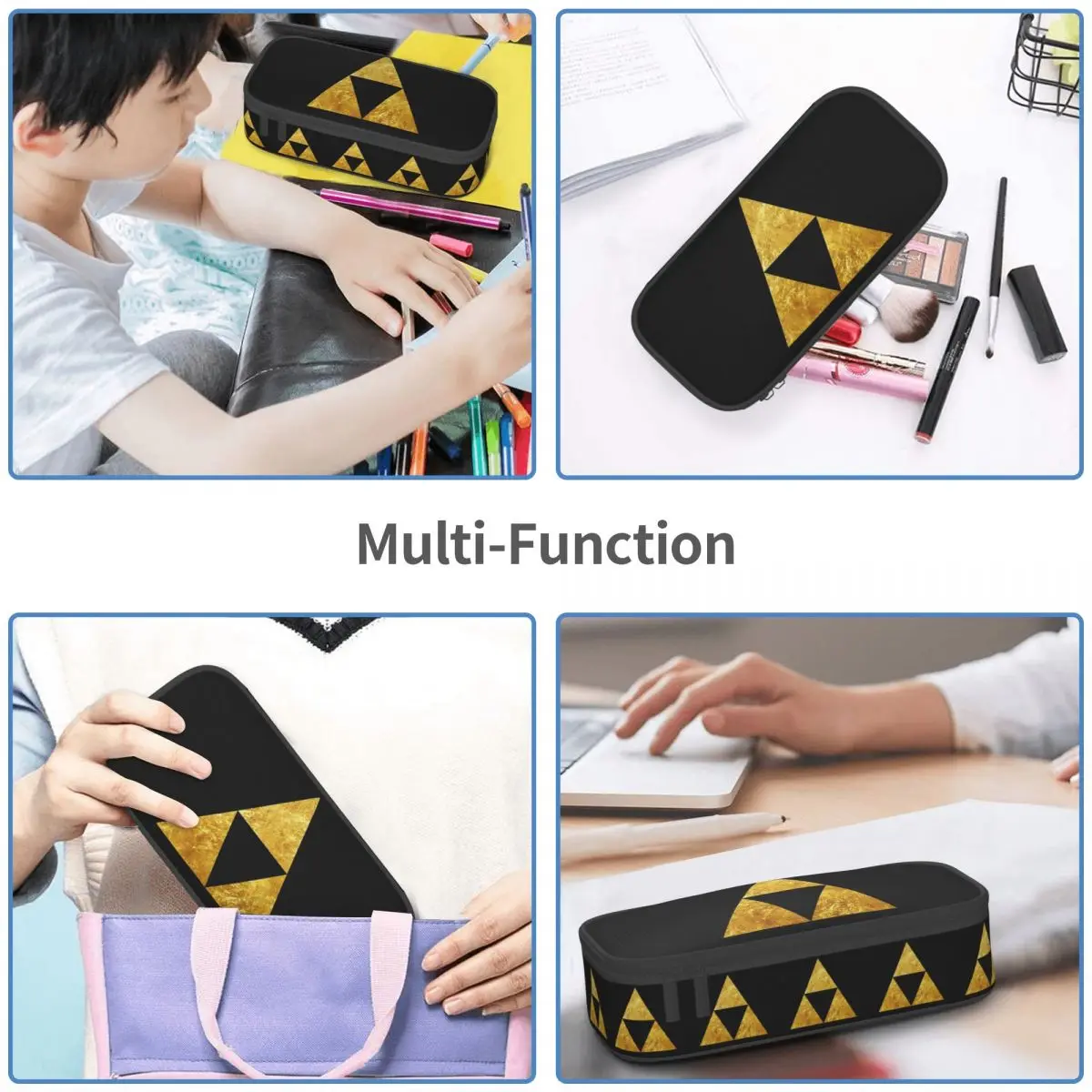 Gouden Triforce symbool Zelda etui voor jongen meisje school pennendoos potlood tas briefpapier pennenhouder tas