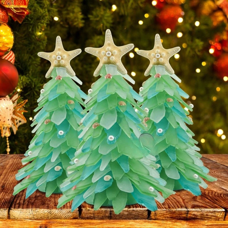 

Wholesale Natural Sea Glass Christmas Tree Natural Conch Shells Home Decoration Christmas Ornaments Crafts Gifts