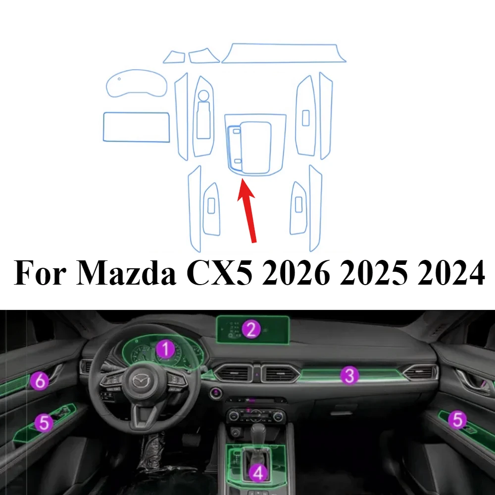 Pour Mazda CX5 2026 2025 2024 Accessoires Intérieur Transparent TPU Panneau de Commande de Vitesses Écran LCD Console Centrale Film de Protection PPF