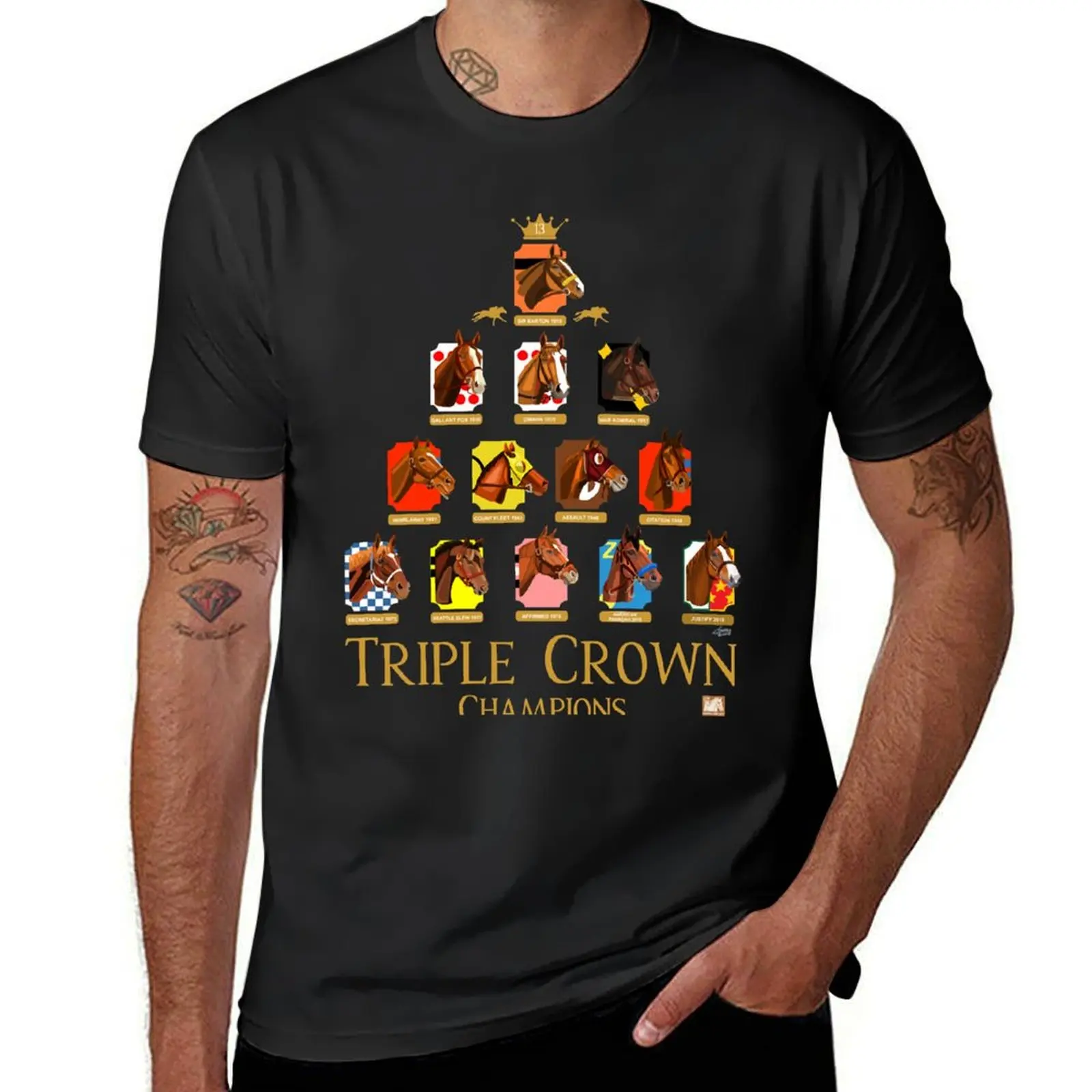 

Triple Crown Horses all 13 T-Shirt boys whites Funny t-shirts customs fruit of the loom mens t shirts