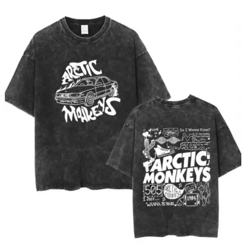 Y2K Hip-Hop Streetwear Kurzarm-T-Shirt, Retro Arctic Monkeys Rock-Album Grafik Vintage Oversized Shirt für Herren – Detail 9