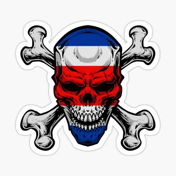 Costa Rica CR Flag Skull Surfing Pura Vida Creative Sticker Table Motorcycle Off-road Wall Helmet Vinyl Self-adhesive Decals