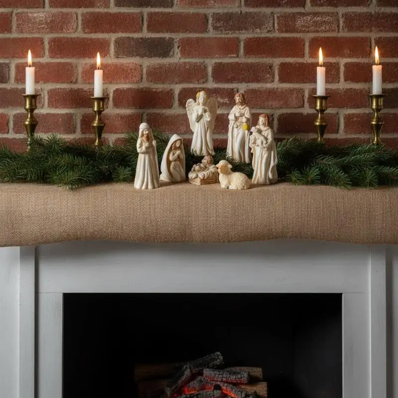 7Pcs/Set Nativity Scene Lamb Modeling Resin Figurines Tabletop Religious Decor For Home Holiday Ornaments
