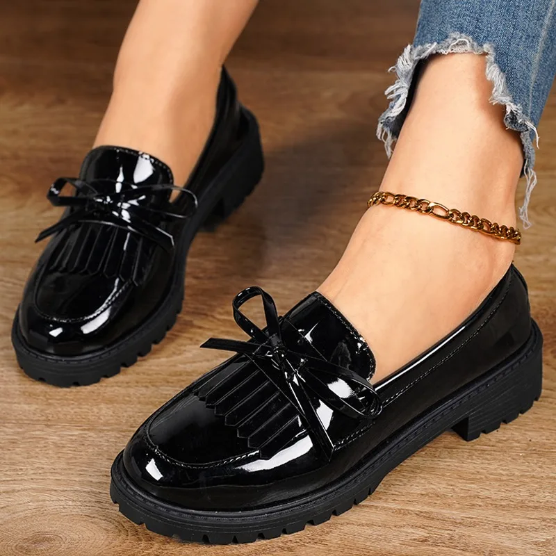 2024Summer New Women\'s Simple Solid Color Fashion Round Toe Mary Jane Shoes PU Leather Outdoor Leisure Office Women\'s High Heels