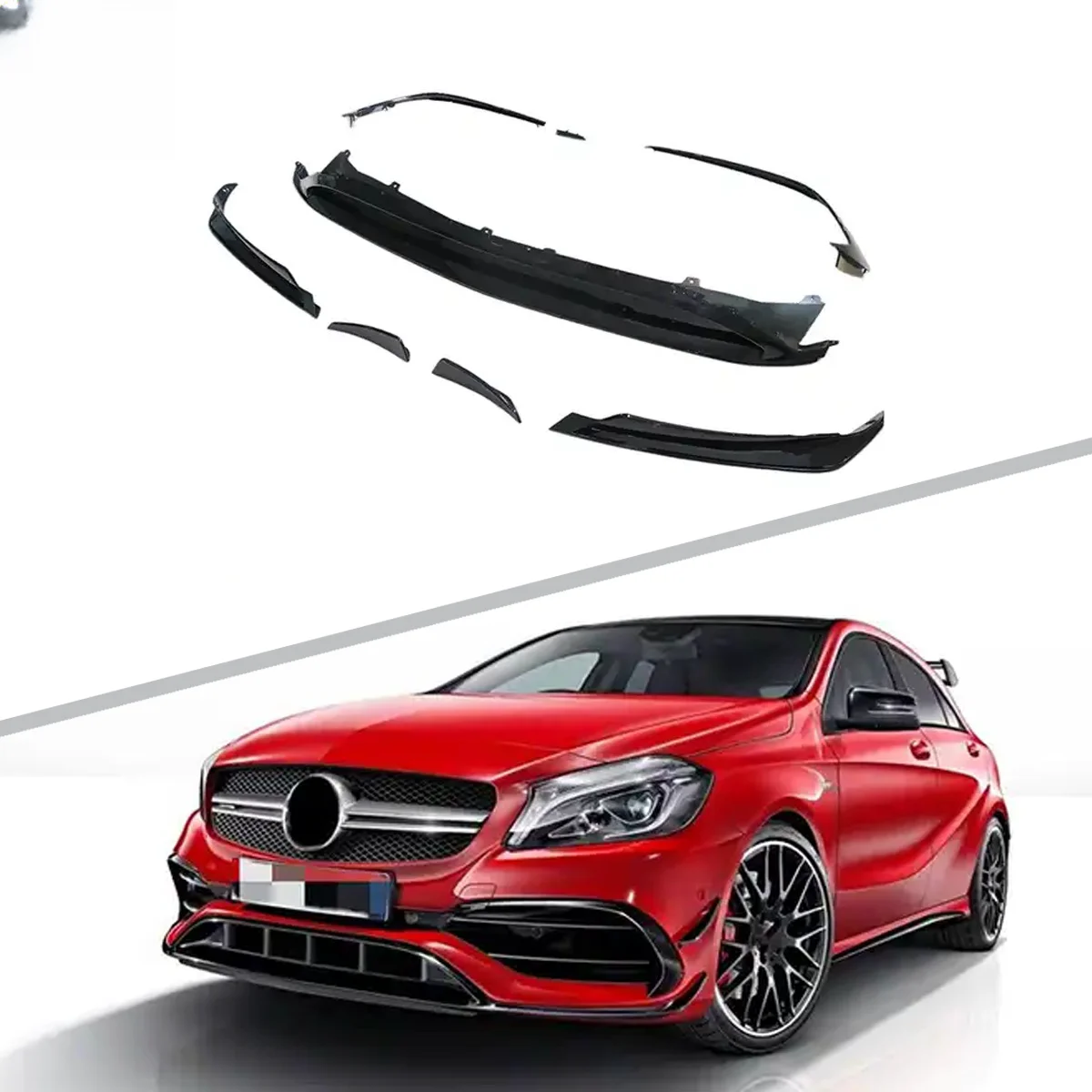 For BENZ W176 AMG 2016-2018 A45 Style Gloss Black PP Car Front Aero Kit