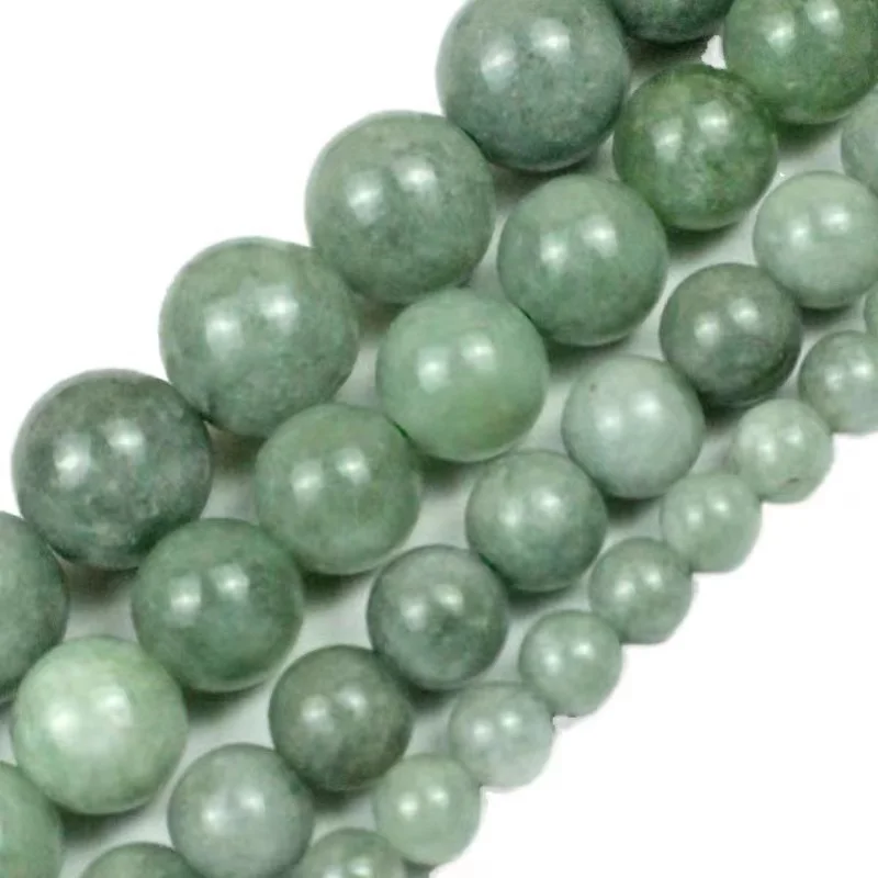 

Natural Green Burmese Jades Stone Round Loose Spacer Beads For Jewelry Making DIY Necklace Bracelet Accessories 15'' 6 8 10 12mm