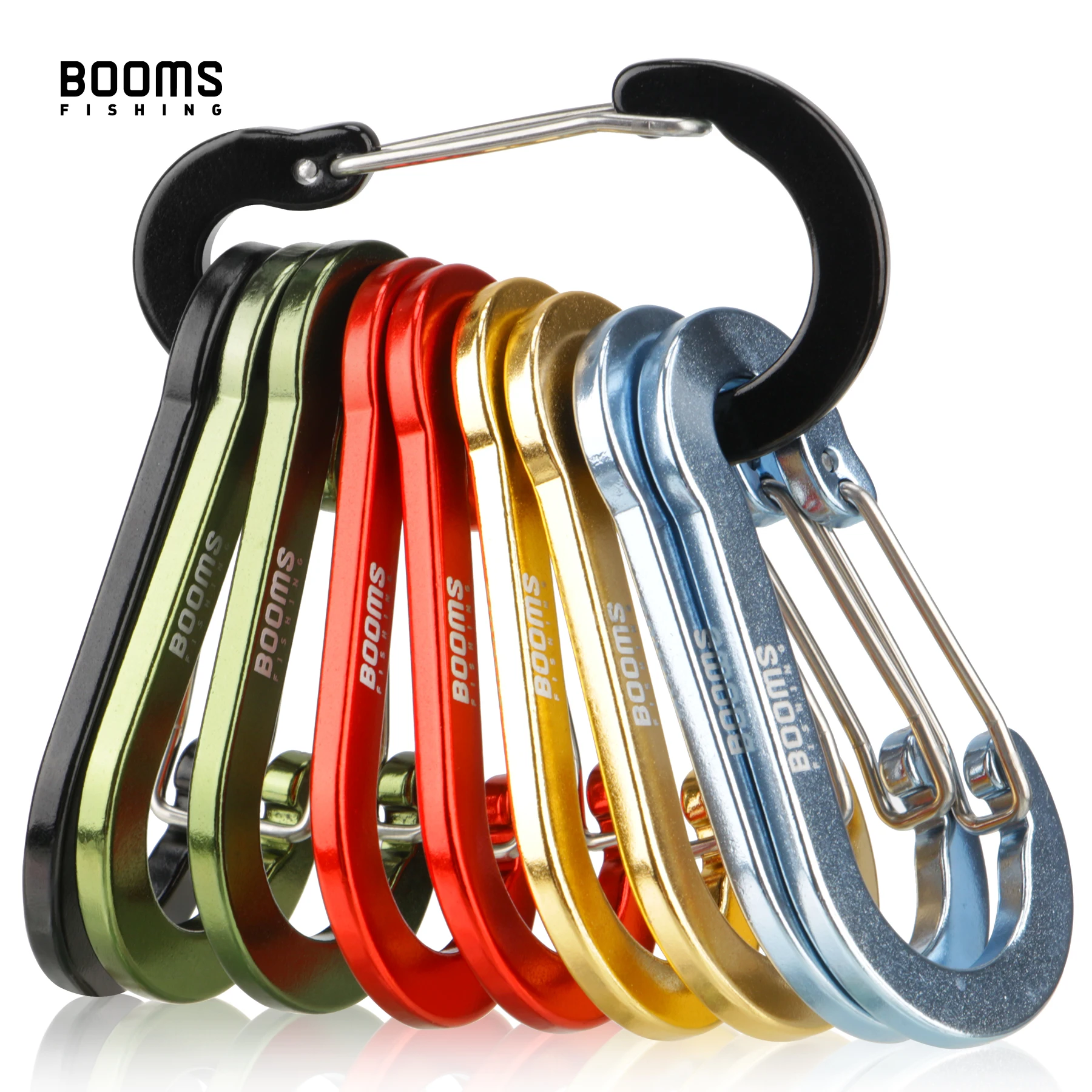 Booms Fishing CC5 10Pcs Outdoor Camping Multi Tool Mountaineering Buckle Steel Large Carabiner Clips Fishing Climbing Acessories