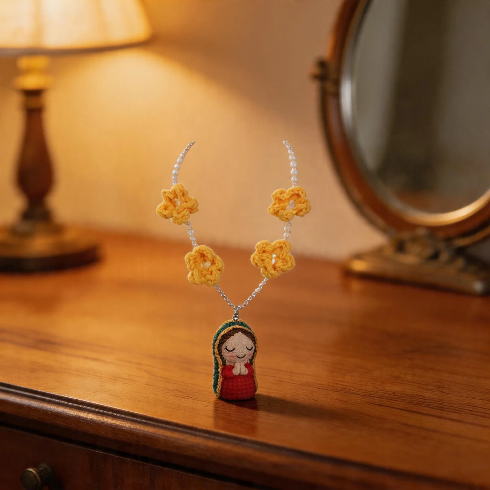 Rearview Doll Handmade Mary Charm For Religious for occasions Hangs From Mirror Protective Symbolism For Dashboard