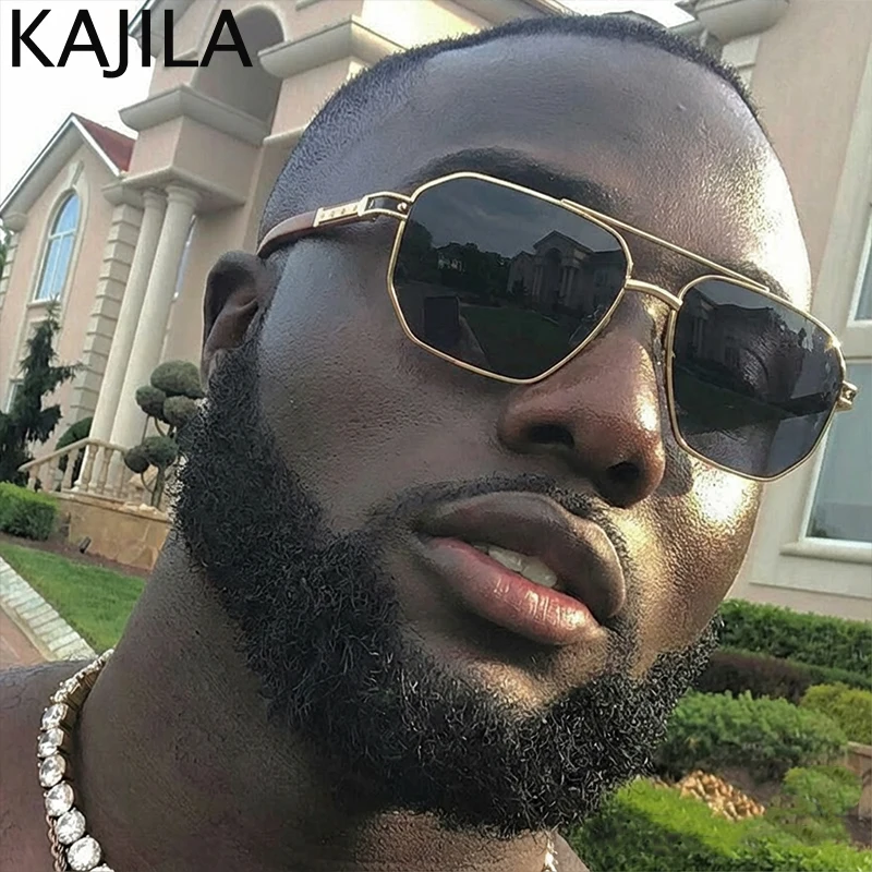 

Oversized Square Punk Sunglasses Men 2025 Luxury Brand Retro Steampunk Polygon Double Beam Sun Glasses For Male Outdoor Shades