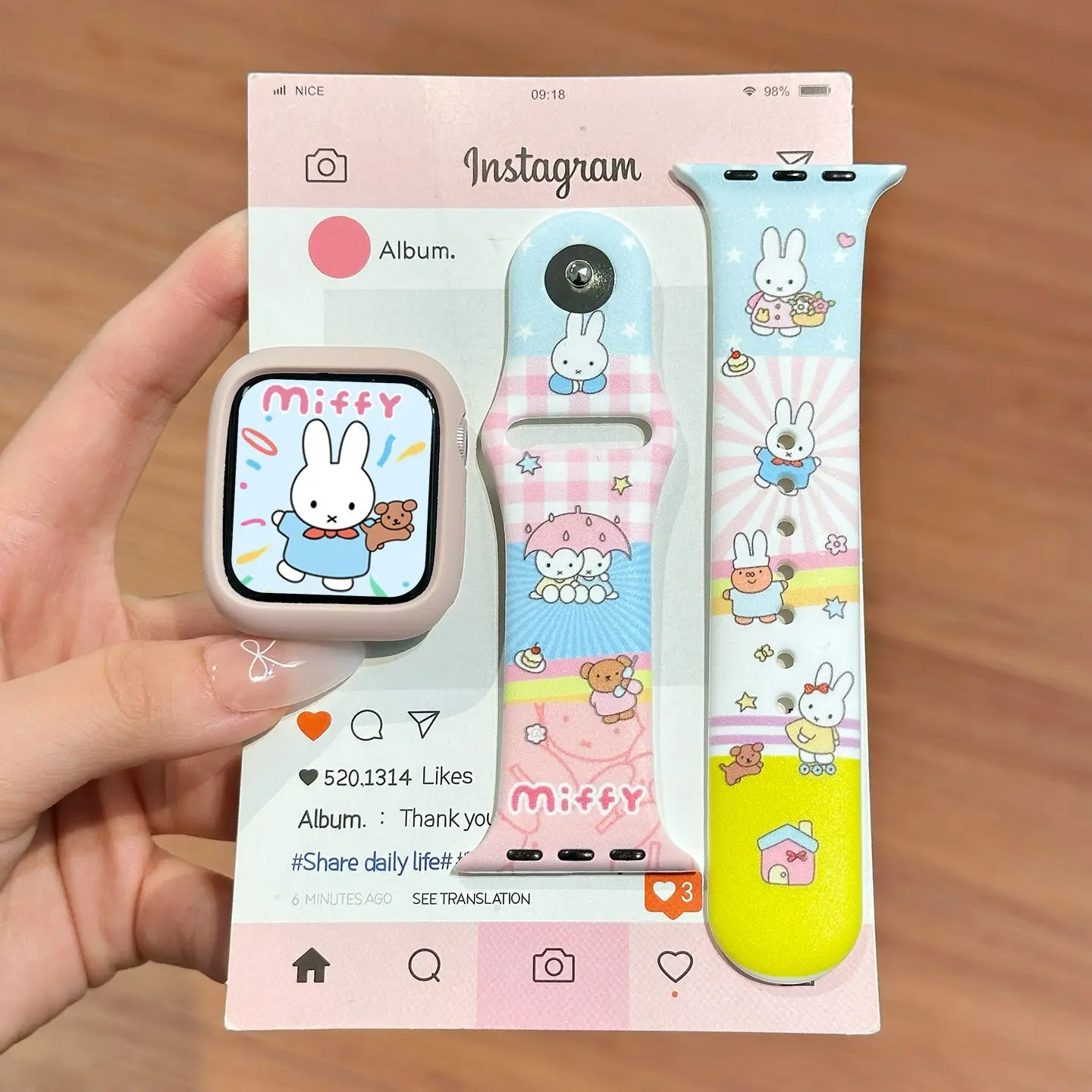 Dopamine Color Miffy Silicone Watch Band Cute For Girls Compatible Apple Watch S11/S10/9/8 Iwatch Replacement Strap Cartoon Cute - view 2