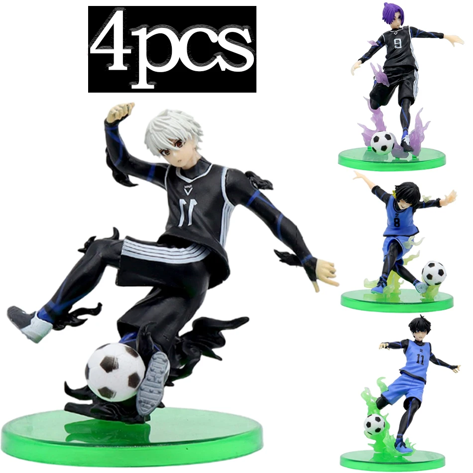 4pcs BLUE LOCK Anime Figures Doll Isagi Yoichi Nagi Seishiro Bachira Meguru Mikage Reo Action PVC Model Toys for Children Gift