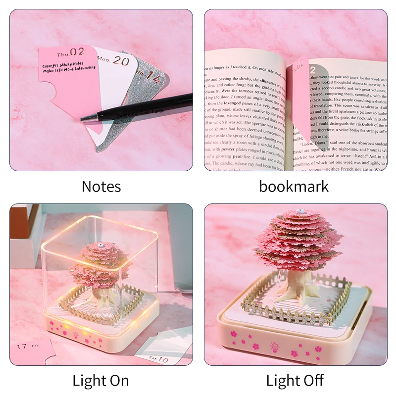 3D Artistic Notepad Calendar 2025 Sakura Decoration Paper Notepad Memo Pads Mini Notes Office Accessories Small Gifts For Guests