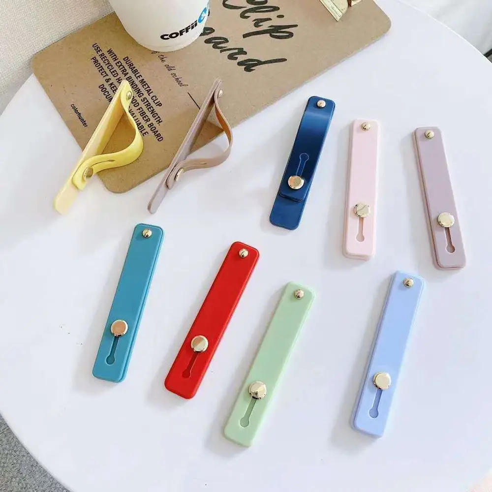 Support Candy Color Phone Hand Band Silicone Mobile Phone Holder Telescopic Finger Strap Push Pull Grip Phone Desktop Bracket