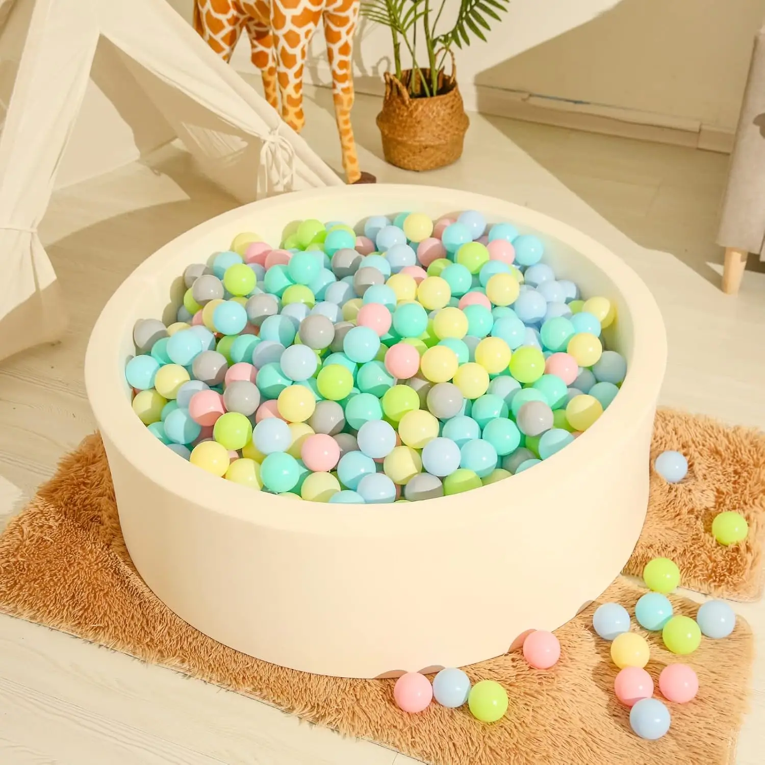 Bola pit bolas 100 verde + cinza + rosa + amarelo + azul jogar bolas de plástico para crianças jogar tenda piscina playhouse cercadinho festa decoração
