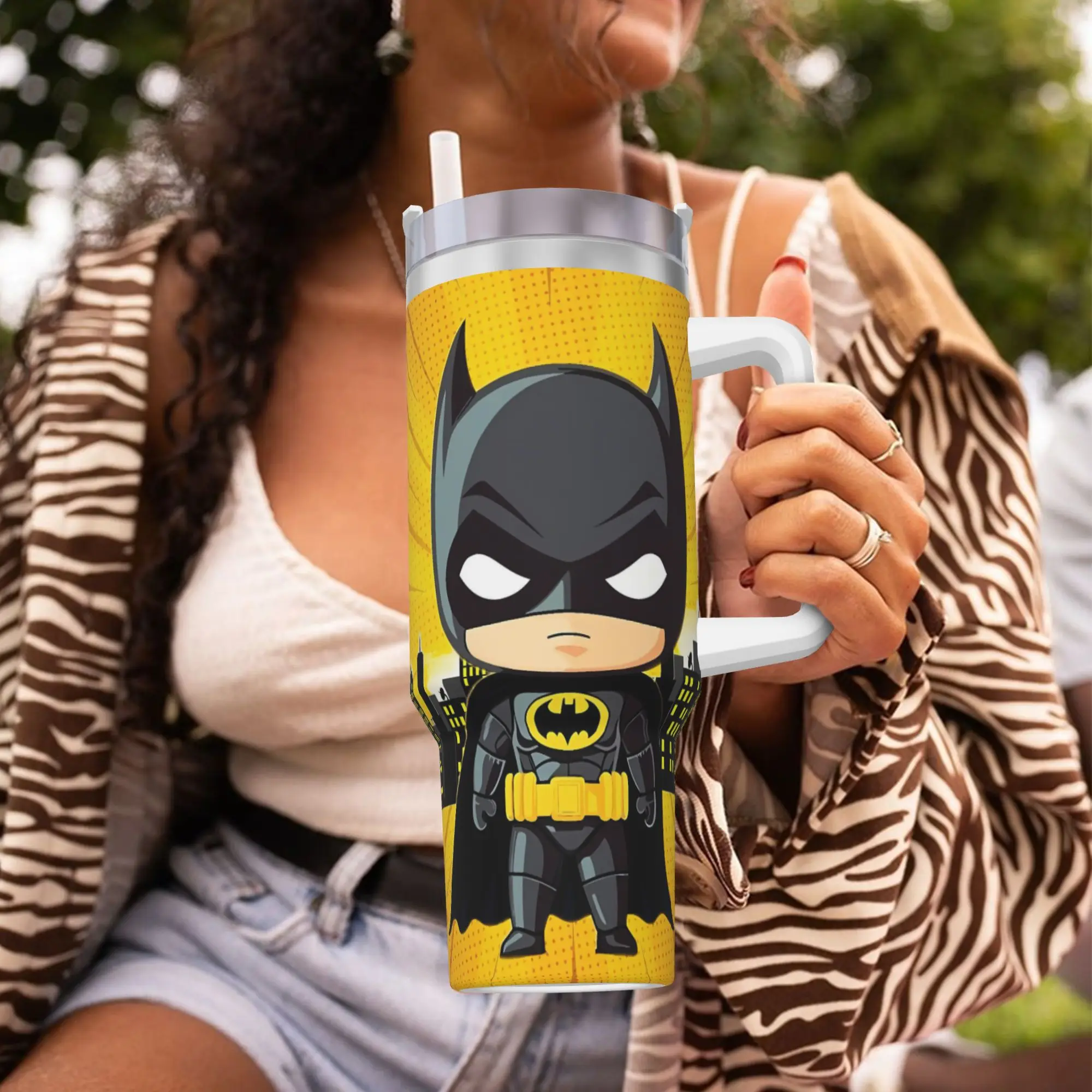 B-Batmans Cartoon Tumbler 3D Print Cold and Hot Water Bottle Leakproof Stainless Steel Thermal Mug Custom Beach Car Mugs view 5