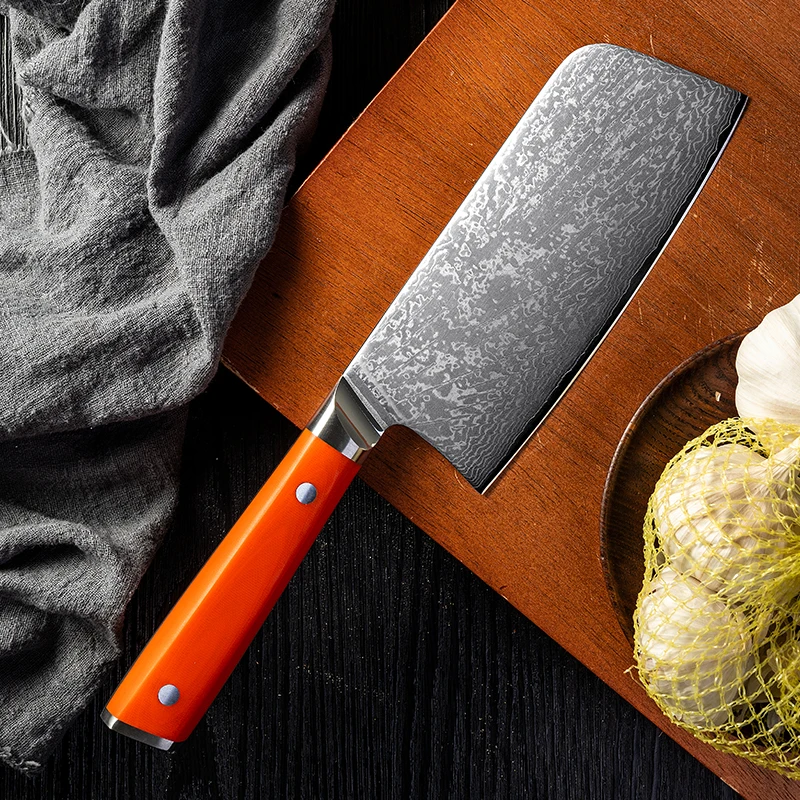 

6.5 Inch Slicing Knife 67-layer Damascus AUS10 Steel Blade Hexagonal G10 Handle Sharp Chef Cleaver Meat Japanese Kitchen Knife