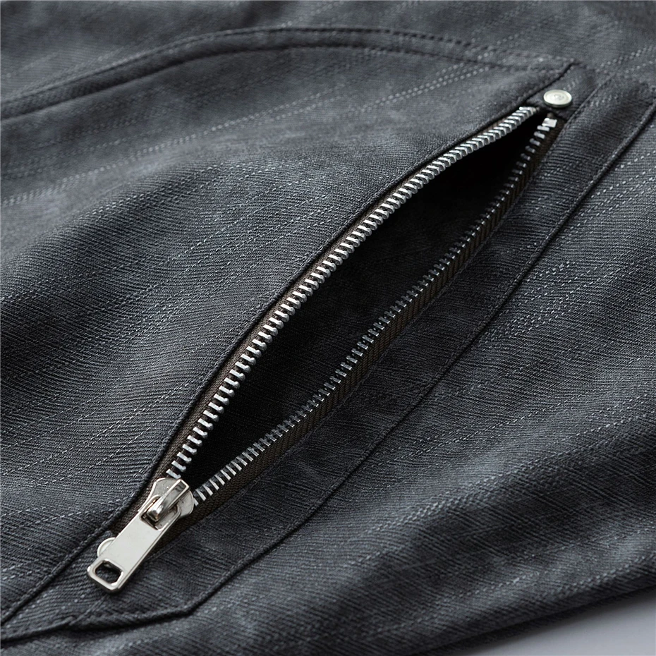 Vintage PU Jacket Men Motorcycle Biker Coat Fashion Casual Cargo Jacket Male Turndown Collar PU Coat Black