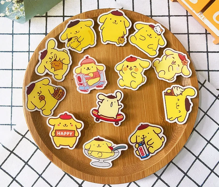 Sanrio PompomPurin Brooch Hello Kitty Version of Cute Sanrio Emblem Student Backpacks Clothes Decorative Gift Anime Pins Brooch