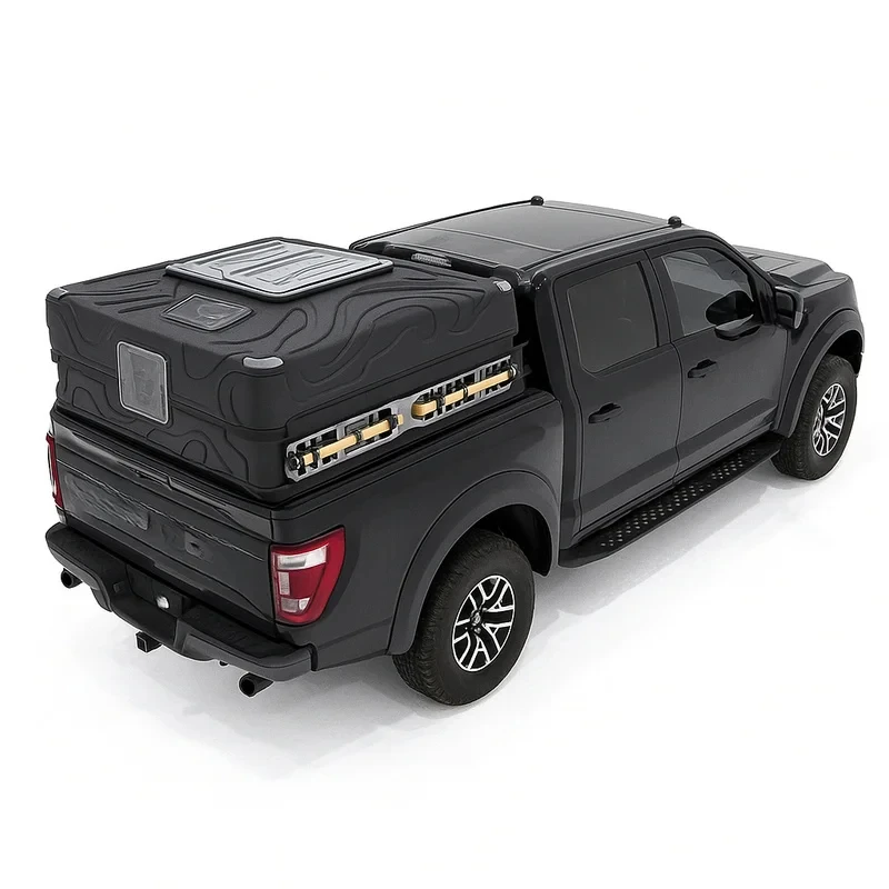 Hot Selling 2‑Story Pickup Roof Top Tent System Liftable Truck Cap With Camper Deck For Off‑Road Outdoor Camping 2