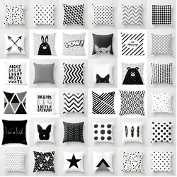 Livingroom Simple Black White Geometry Cushion Case Hot Modern Nordic Decorative Pillows Case Sofa Couch Throw Pillows car home