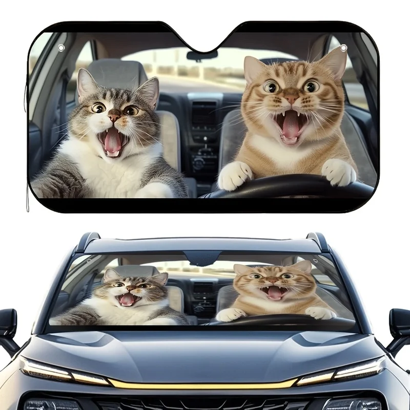 1 Stück verspielter Katzen-Design Auto-Sonnenschutz für die Windschutzscheibe, verspieltes Design, einfache Installation