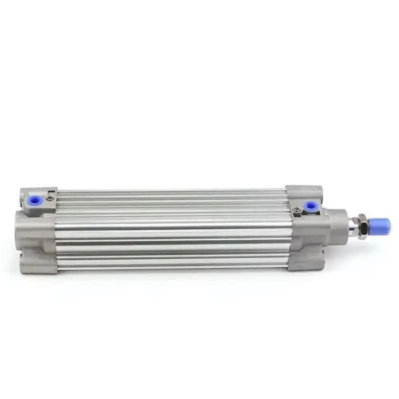 ISO Electric Cylinder Double Acting Single/Double Rod with Air and Bumper Cushions Silver