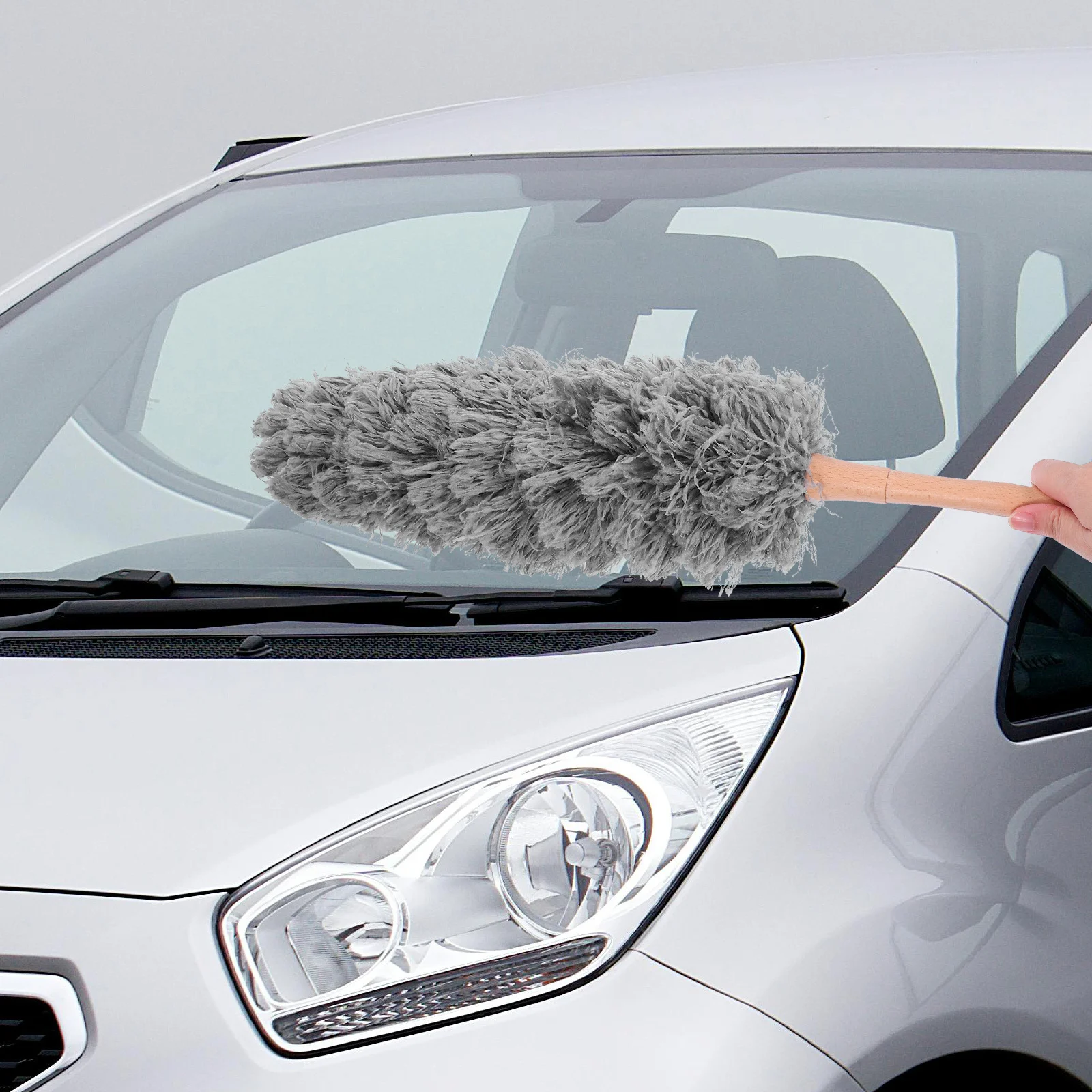 

Car Duster Static Absorption Car Cleaning Duster Natural Handle Handheld Interior Cleaner Dust Sweeping Soft Brush No Scratch