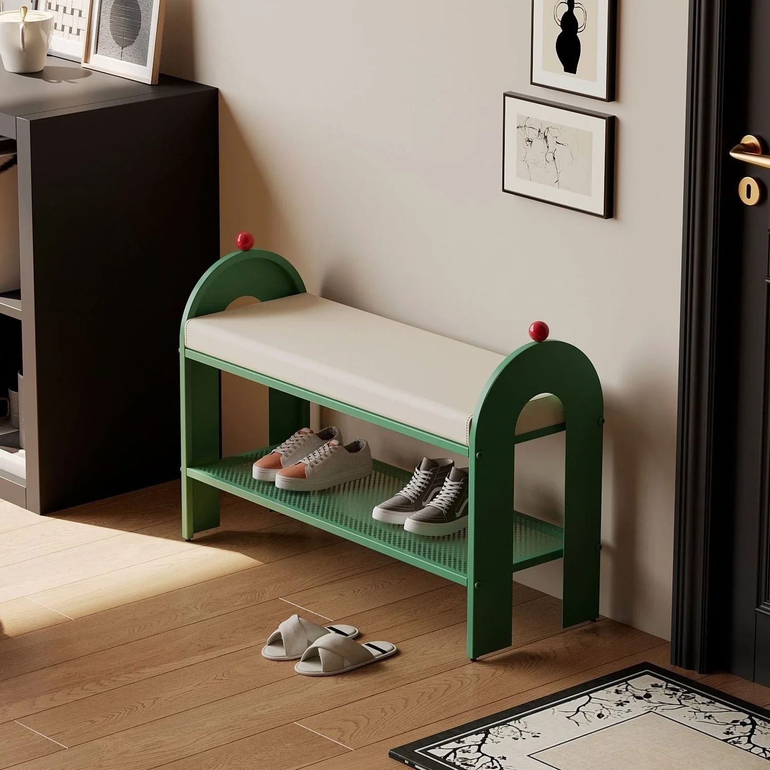 HYS can sit at the door, wear a shoe stool, enter the door, shoe cabinet, shoe change stool, integrated household door