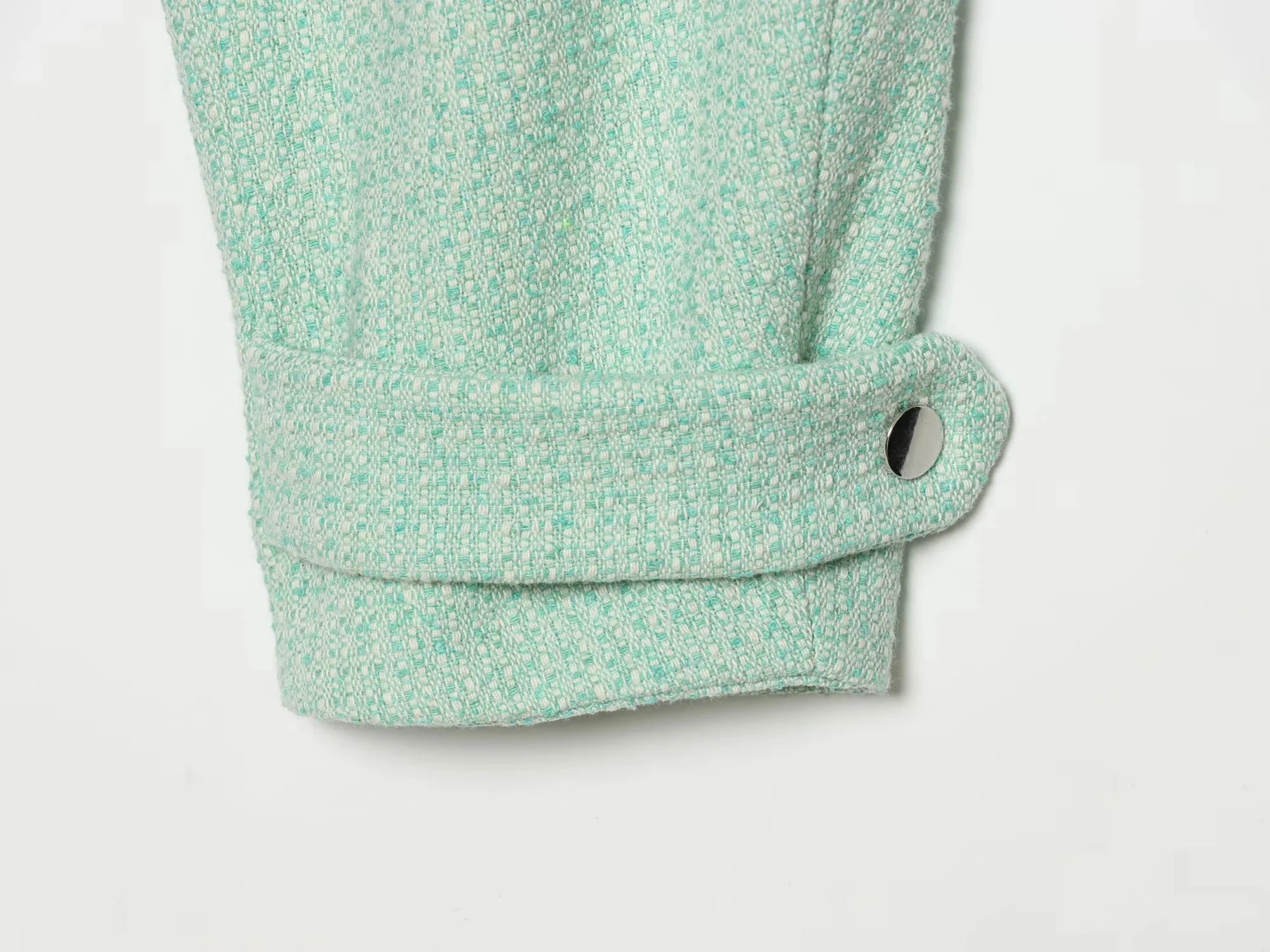 Damen Vintage Blaue Einreihige Jacken Damen 2026 Herbst Neue Schicke Lässige Faltenärmel Stehkragen Mäntel High-Street Damen Oberteil – Detail 4