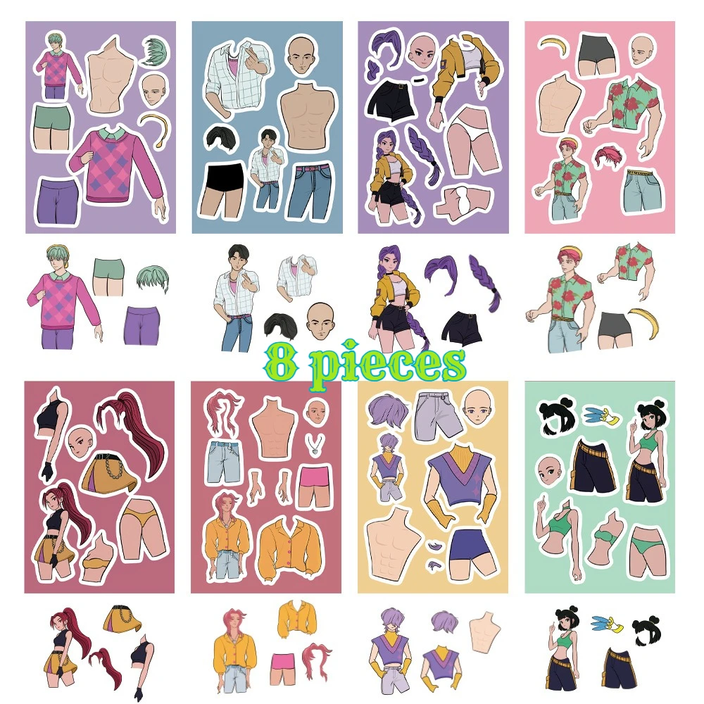 2025 nowa eksplozja MINISO 8 naklejek kpop witch hunters do rękodzieła, wycinania, film kolage, prosty pakiet, dekoracja ręcznie robiona