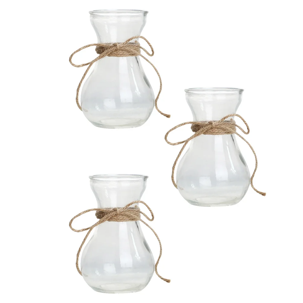 

3Pcs Glass Flower Container Strong Durable Vase for Fresh Flowers Vine Cuttings Home Office Balcony Decoration