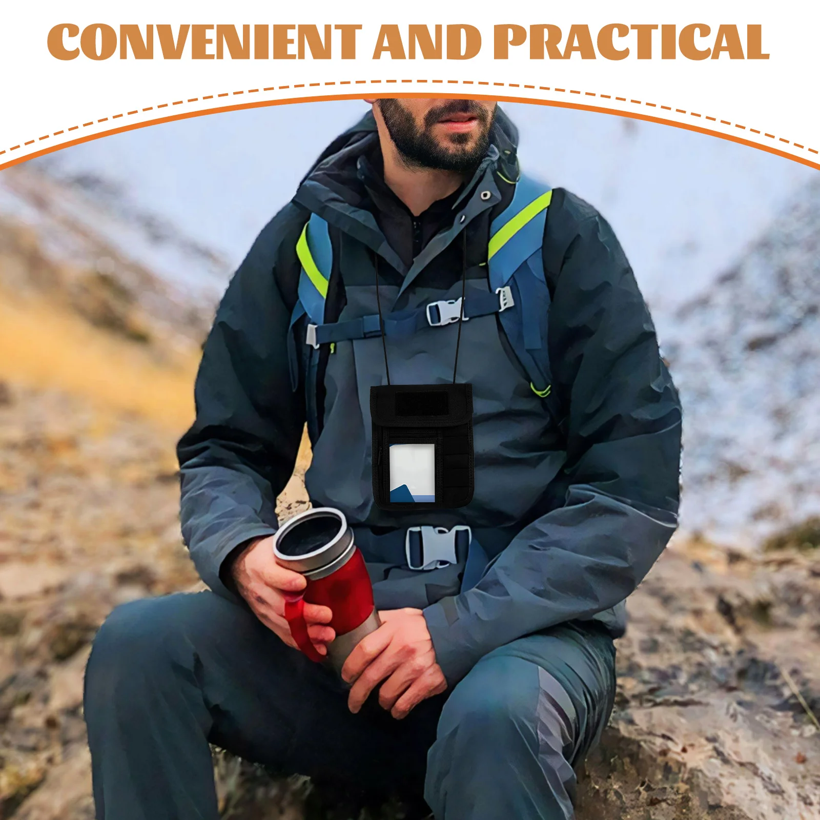 

Adjustable Lanyard Secure Passport Holder Neck Wallet For Men Women Cards Storage Bag Multi Compartments Outdoor Hiking