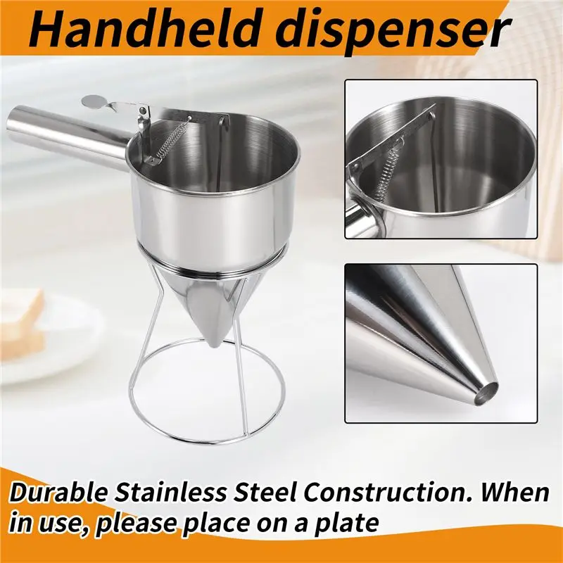 Exquisite-Stainless Steel Hand-Held Funnel Dispenser Octopus Pellets Funnel Tool Hand-Held Mixing Batter Separator